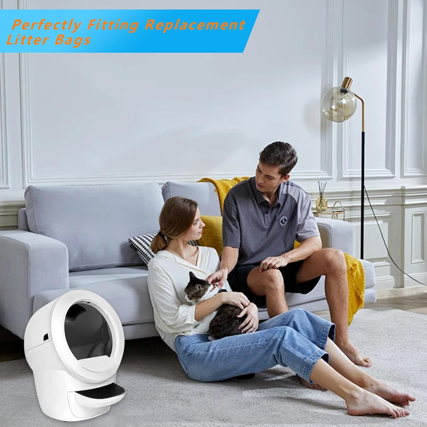 50 Pack Waste Bags For Cat Litter Box Robot 4 and 3, Self-Cleaning Litter Box Waste Drawer Liners Replacement, Thick Heavy Duty 9 to 11 Gallon