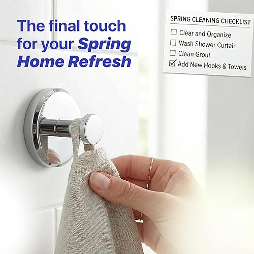 Miniatura 7 de HOME SO Ganchos de ventosa para ducha y baño, toallero de baño, paquete de 2 – Ganchos de ventosa para colgar toallas, batas y abrigos – azulejos