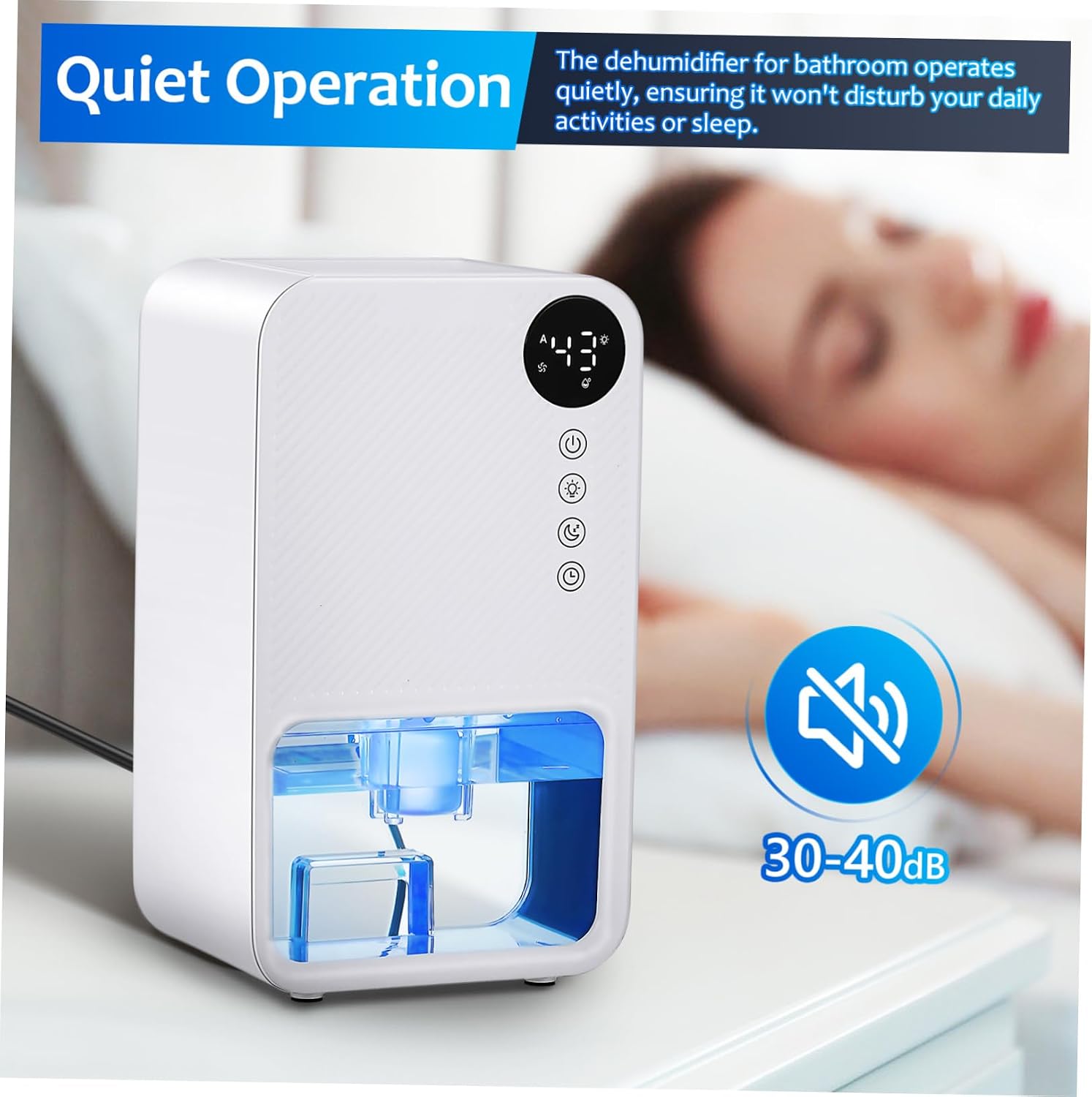 GLEAVI Portable for Home Bedroom and Bathroom with Auto Shut Off LED Lighting Quiet Operation Lightweight Design Safe for Use Any Space
