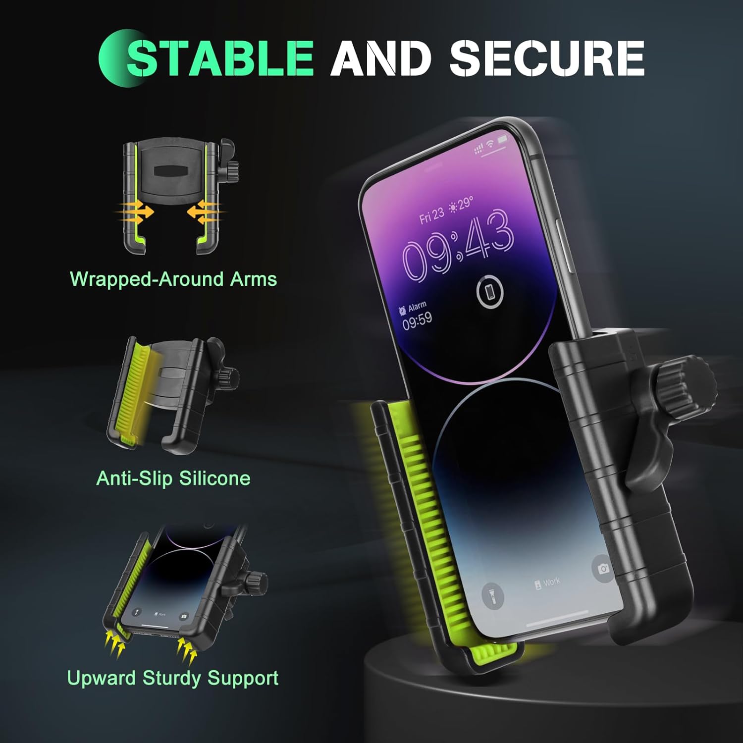 Hikeen Kayak Phone Holder, 360°Adjustable Phone Holder with Long Arm, Kayak Fishing Accessories, Kayak Phone Mount Compatible with Smartphone from 4''-7''（2Pack