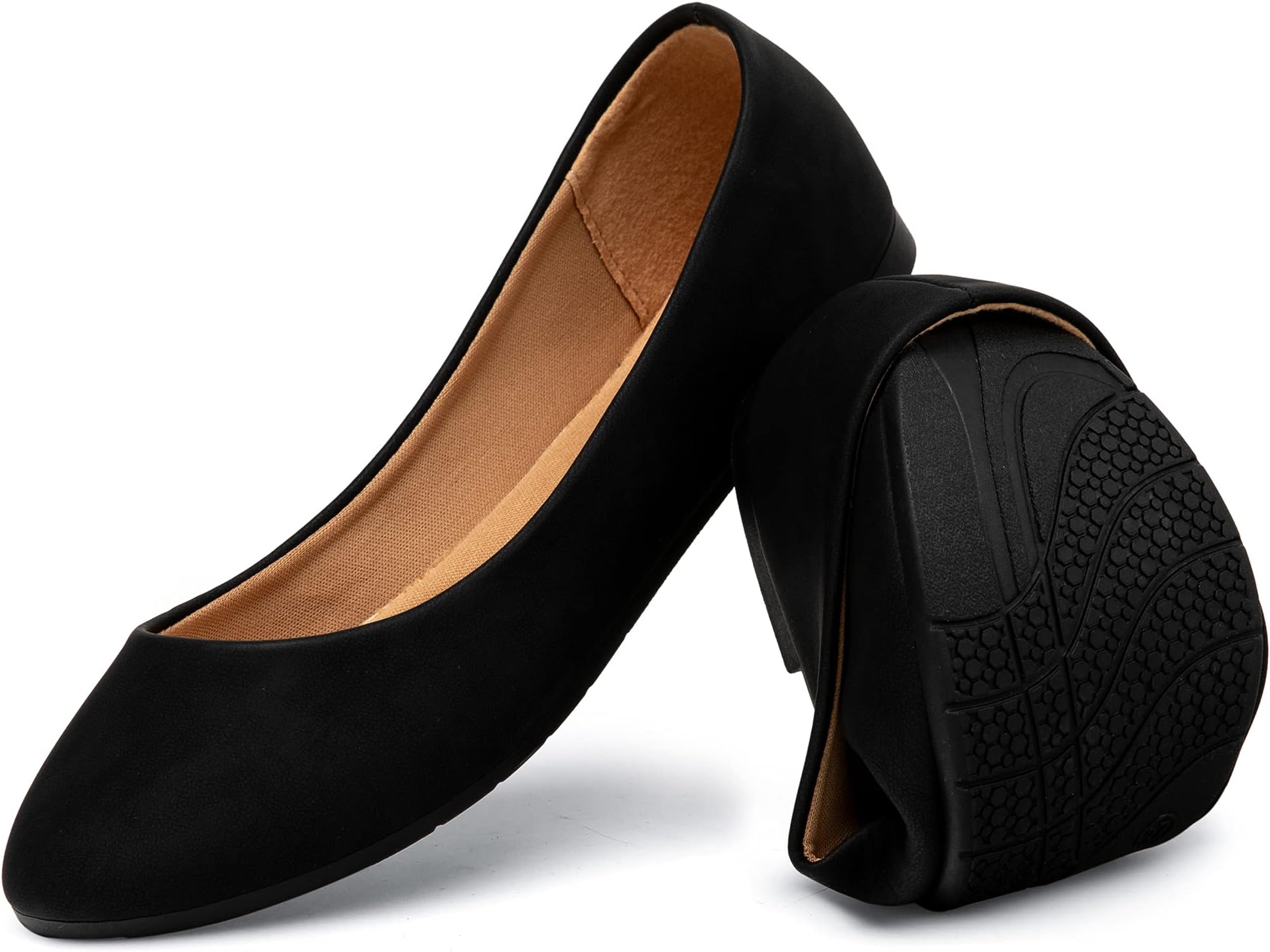 katliuWomen Comfort Flats Round Toe Ballet Flats Slip on Walking Flat Shoes