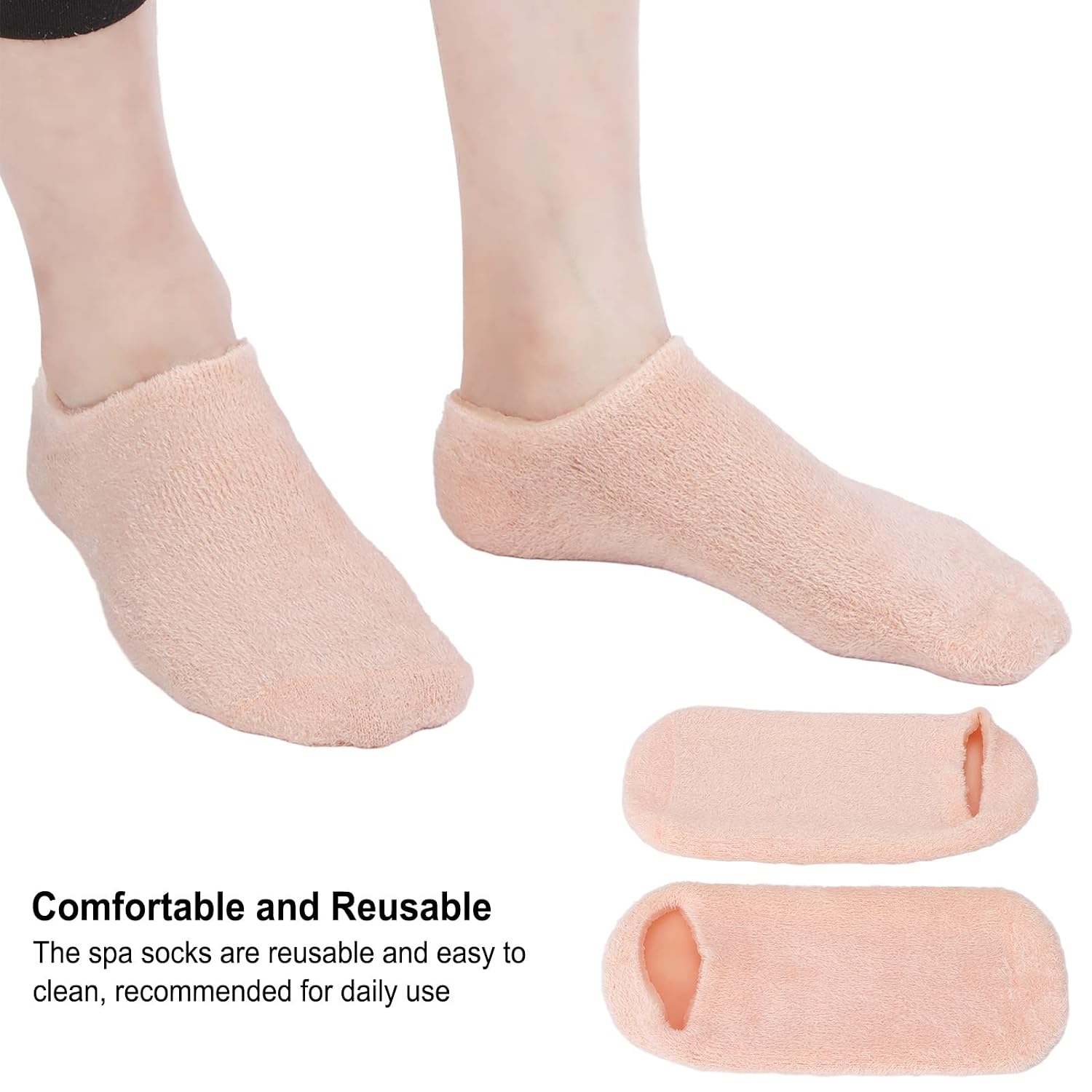 Brrnoo 2pcs Moisturizing Socks, Silicone Gel Socks for Women, Extra Soft Gel Socks for Dry Cracked Feet, Repairing Rough Skin, Essential Oil Gel Layer, 22 x 10cm / 8.7 x 3.9in