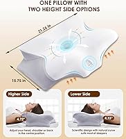 Vista 2 de Almohada cervical para cuello y hombros, almohadas ergonómicas de espuma viscoelástica con funda lavable para dormir, almohada de soporte de cuello