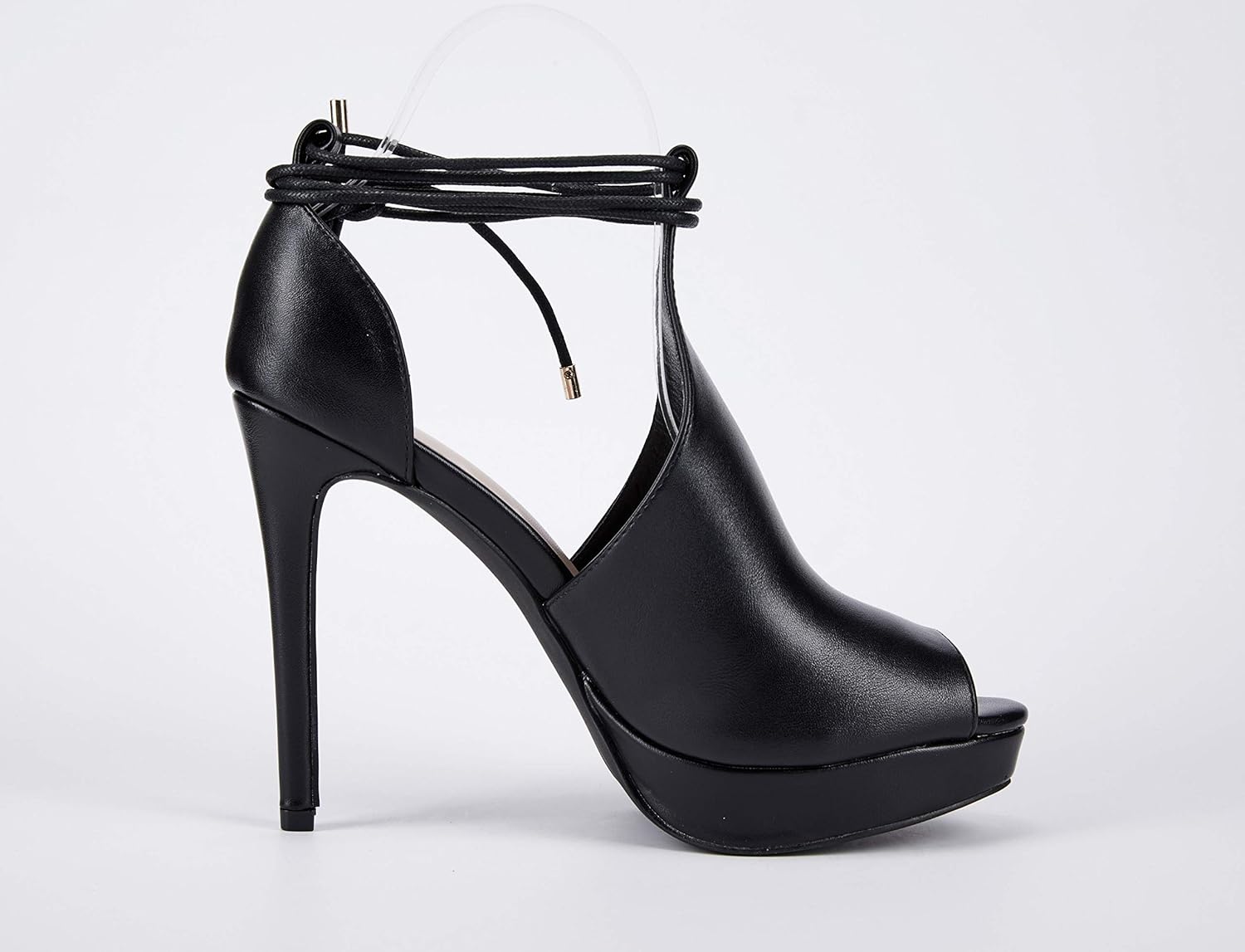 Womens Peep Toe Platform Heels Sexy Sandals Strappy Lace Up Tie Stilettos Dress Pumps Shoes - Image 4