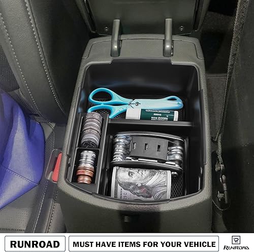 Vista 13 de RUNROAD Bandeja organizadora de consola central compatible con accesorios Kia Seltos 2020 2021 2022 2022 2023 2024 2025 2026, bandeja de inserción