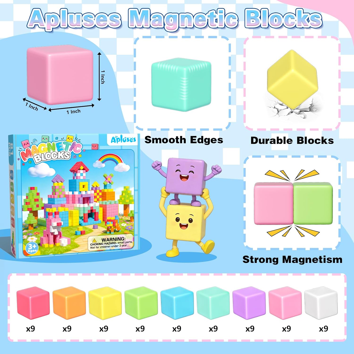 Apluses Magnetic Blocks Building Toys for 3+ Year Old Boys Girls image 5