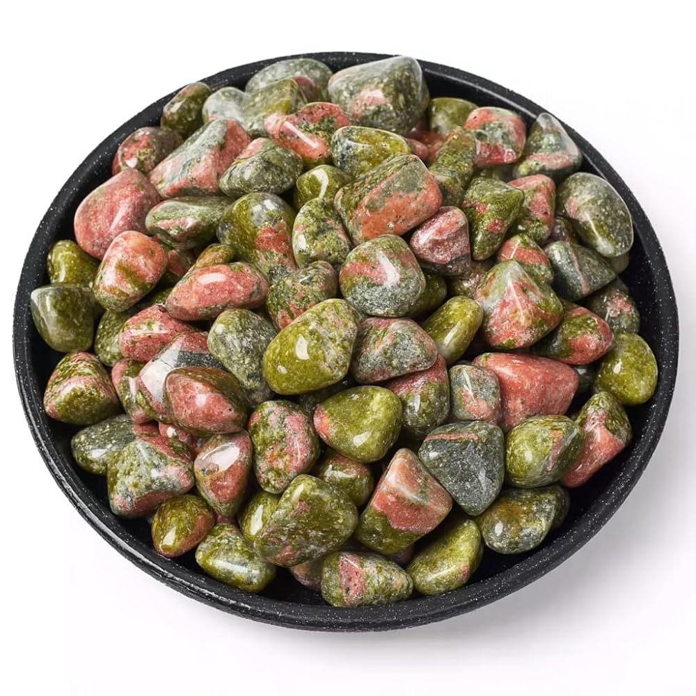 SigMntun Polished Unakite Crystal Stone Set - 72 Pcs, 0.5 10 oz Handpicked Tumbled Gemstones Rocks, Pebbles for Reiki, Chakra, Healing, Home Decor
