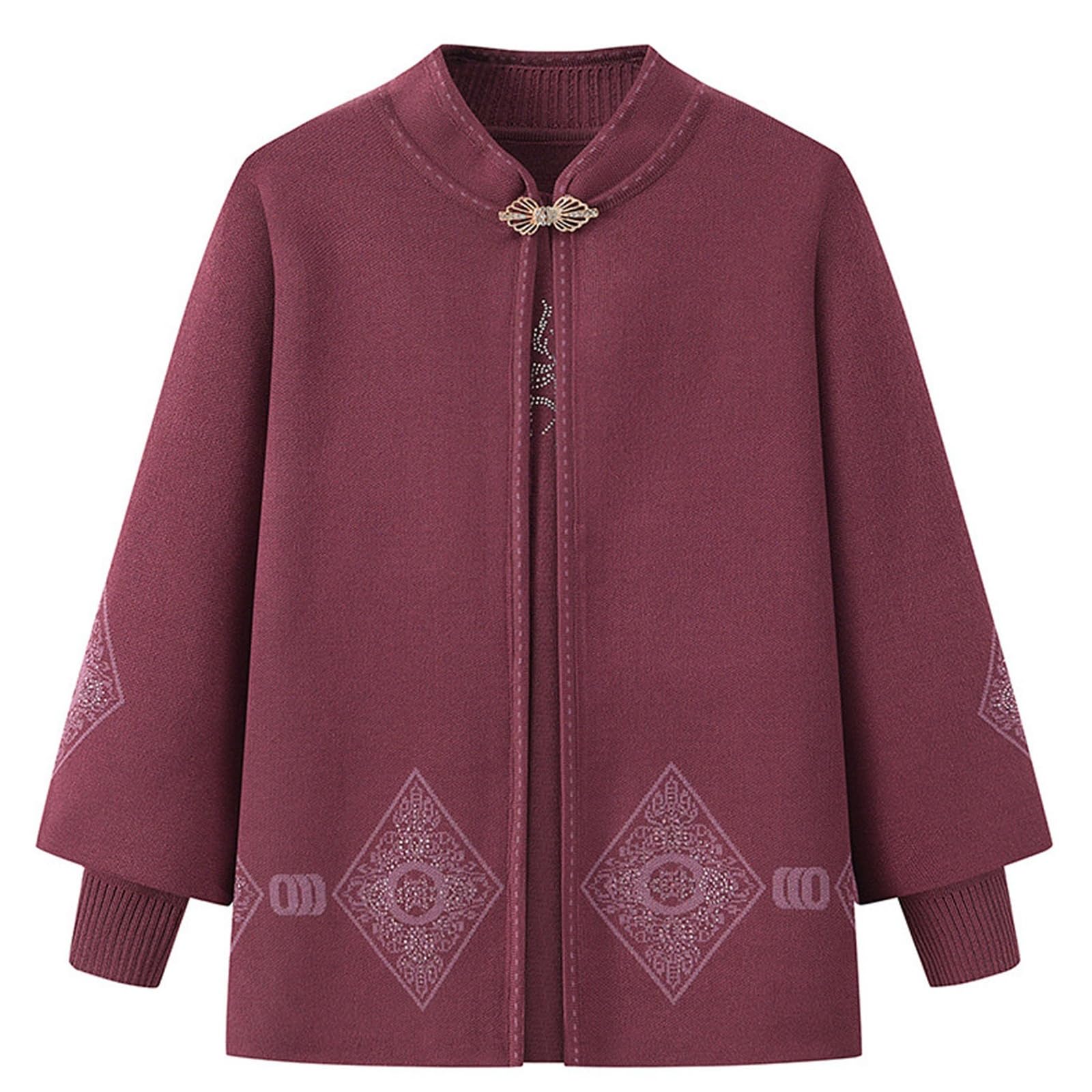 Conjunto de 2 Suéteres Y Chaquetas de Punto para Mujeres de Mediana Edad Y Mayores Abrigo Grueso Y Cálido de Manga Larga para Bodas Fiestas Y Uso Diario