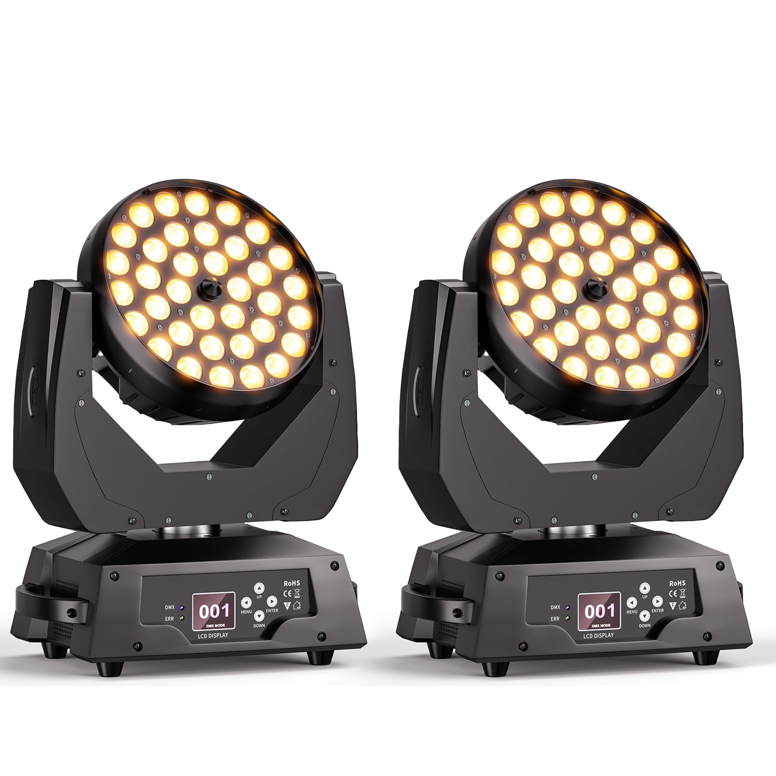 2PCS 36X10W Teste Mobili DMX512 RGBW 4 in 1 Zoom Beam Wash Effetto Luci Discoteca lluminazione palcoscenico per Professionali DJ Natale Feste Club Concerti