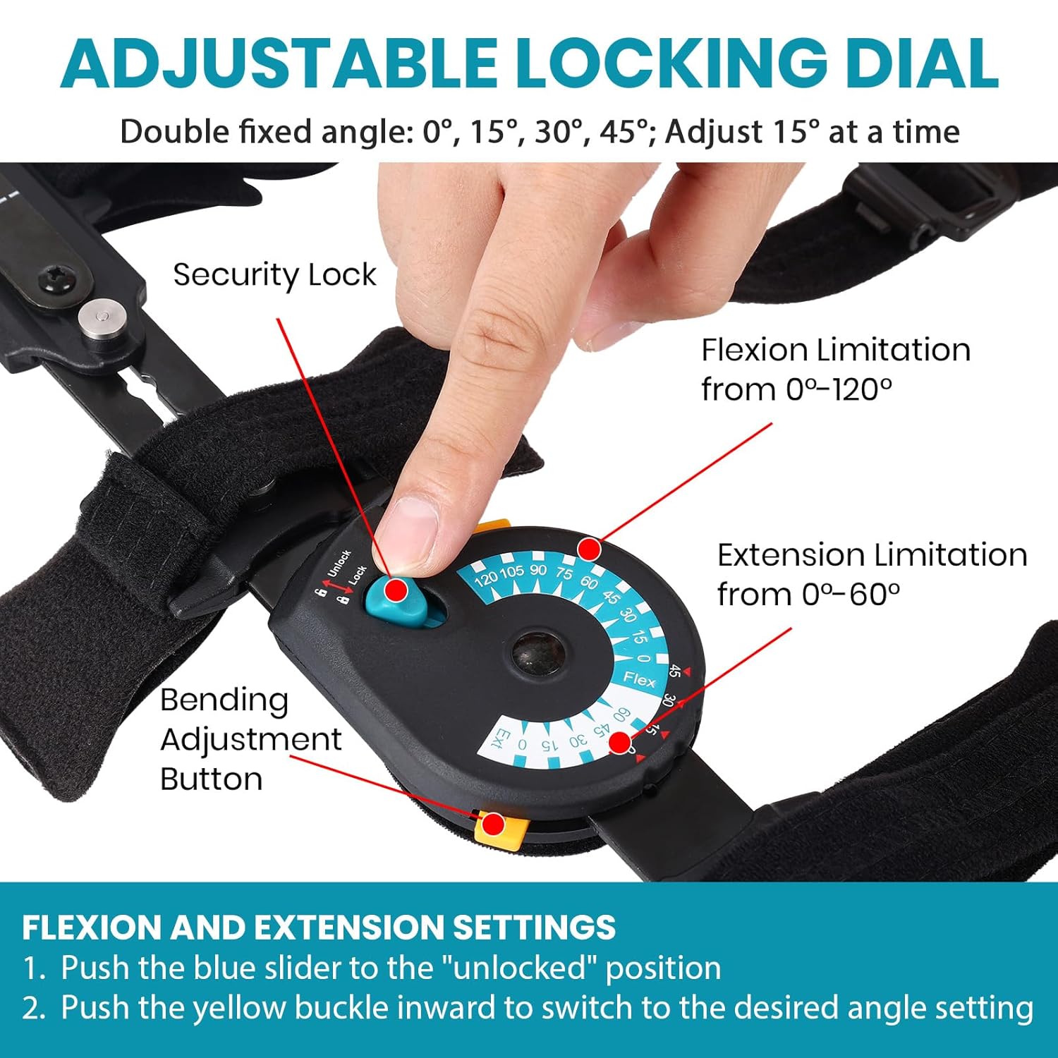 Hinged ROM Elbow Brace, Adjustable Post Op Stabilizer Splint with Hand Grip, Arm Support (Right)