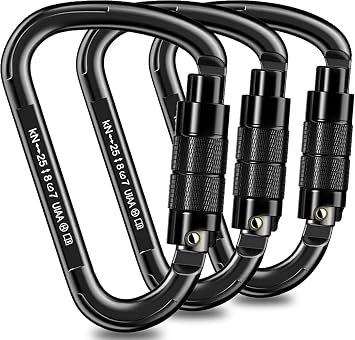Auto Locking Carabiner Heavy Duty Carabiner 25kN Climbing Carabiner Climbing Equipment Safety Carabiners for Rappelling, Hammocks, Rescue, Dog Leash, Swing