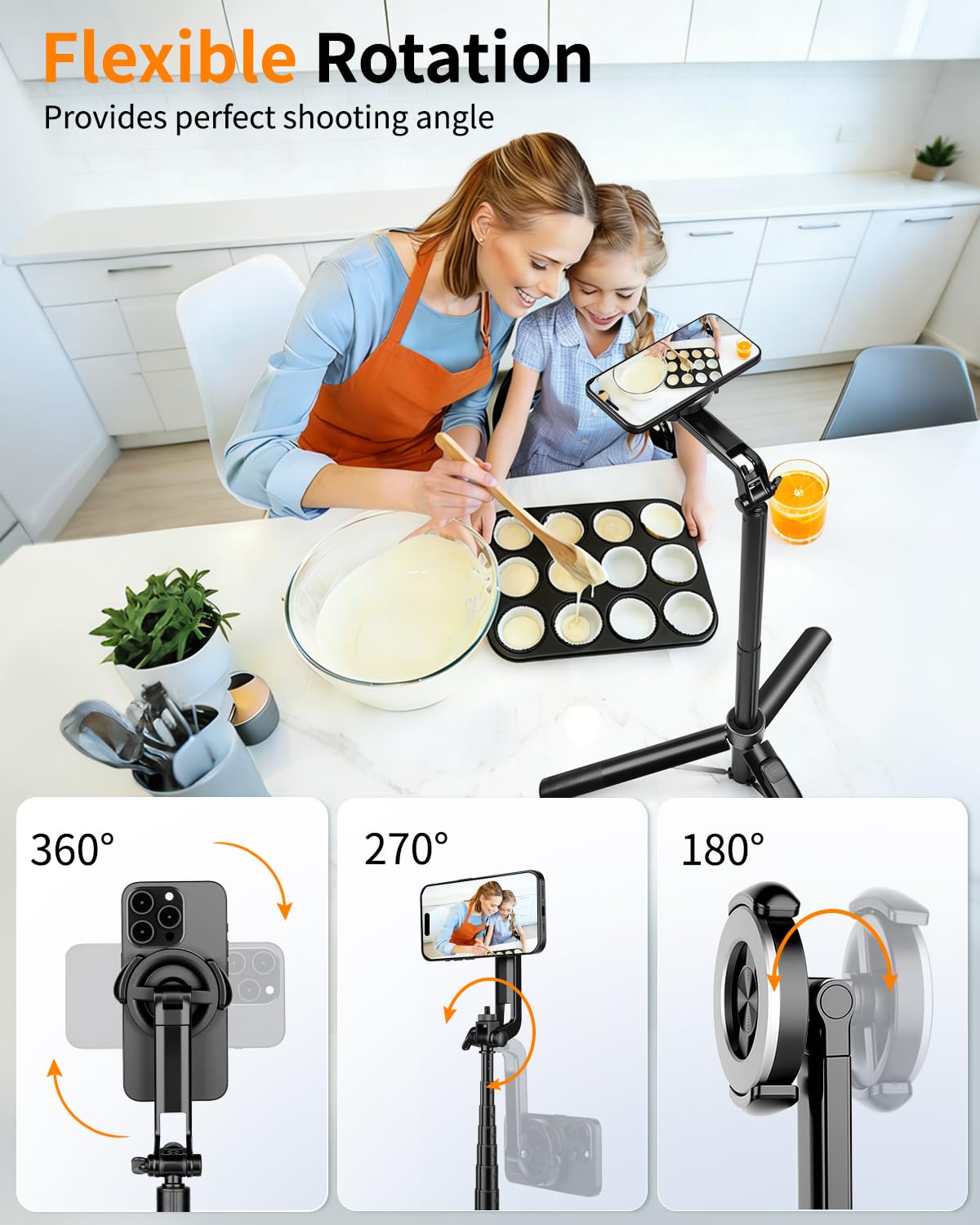 Victiv 178cm Magnético Tripode para Movil, mag-Safe Trípode Movil Alto con Mando, All-in-One Palo Selfie de Viaje Portátil, Compatible con iPhone 17/16/15/14/13/12/Pro MAX, Insta 360, dji Pocket