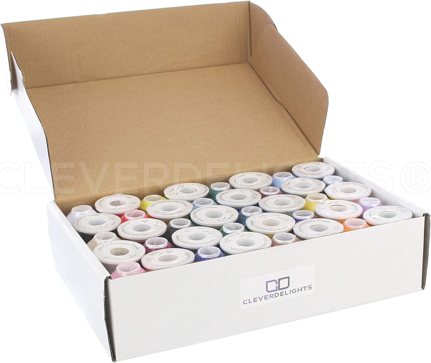 CleverDelights 40 Color Embroidery Machine Thread Set - 1100 Yard Spools - Strong Polyester Thread - for Brother Babylock Janome Singer Pfaff Husqvarna Bernina Machines - 40 Wt (120D/2) Thread