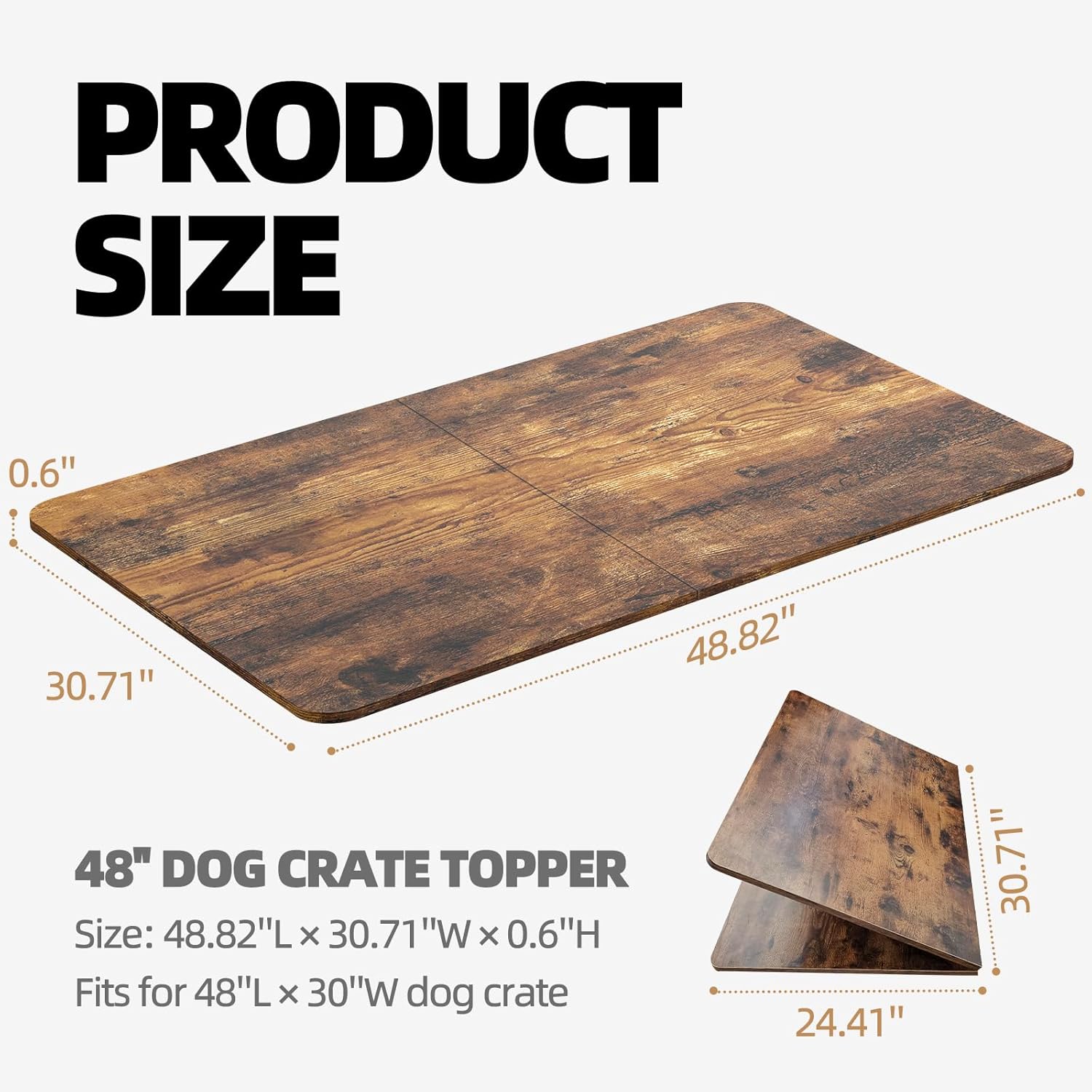 Dog Crate Topper for 48'' Dog Cage, Dog Kennel Topper Wood Countertop, Foldable Dog Crate Table Top (Crate Not Include)