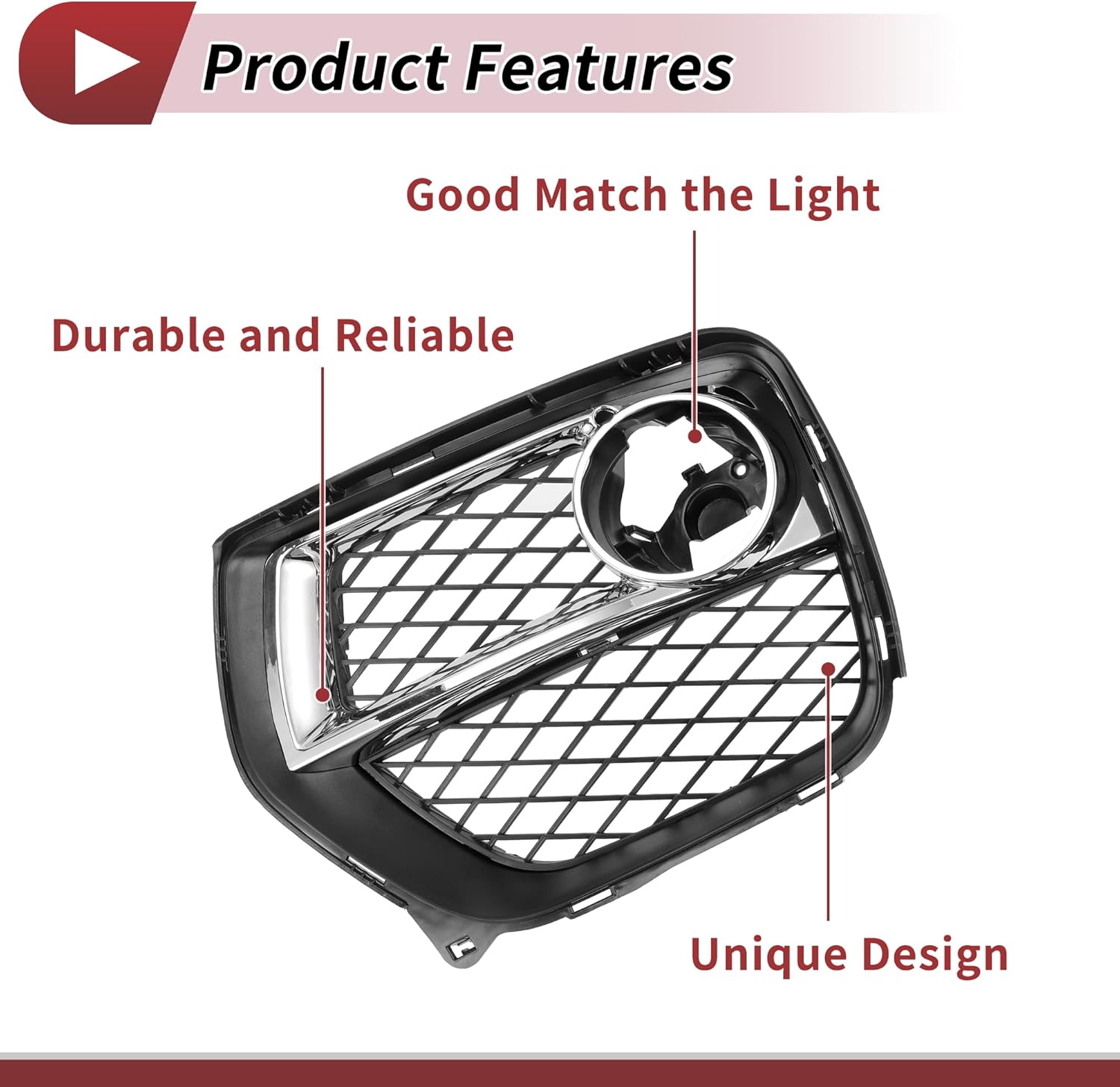 Fog Light Grill Front Lower Bumper Fog Light Cover Inserts for BMW X6 2012-2014 ABS No.51117312605 Black,Silver Tone