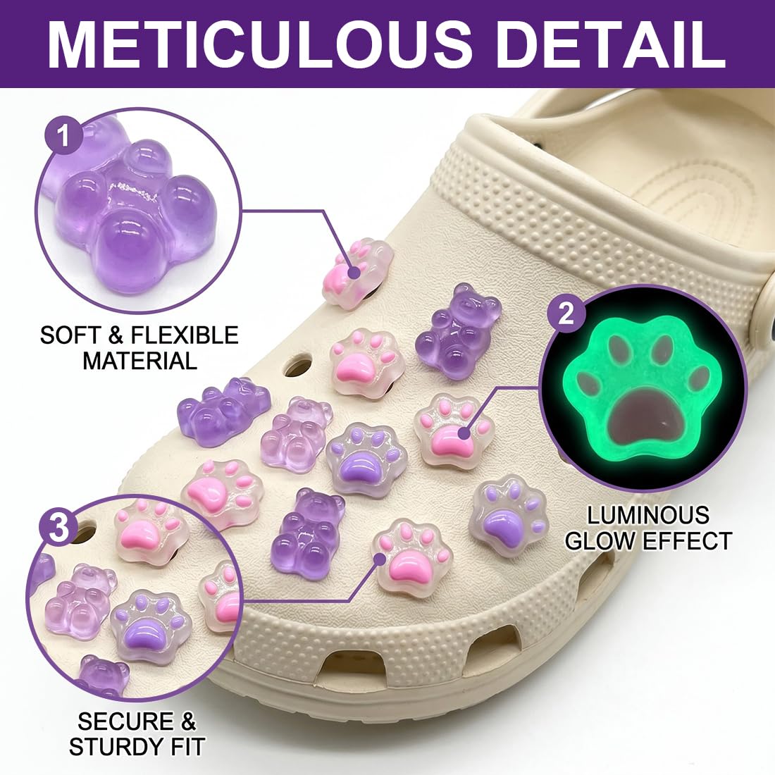 GXGM Charms Luminosi a Gatto per Scarpe, Decorazioni per Crocs, Zoccoli e Sandali, Accessori Fosforescenti Kawaii, Shoe Charms Glow, Regalo per Amanti dei Gatti, Look Personalizzato