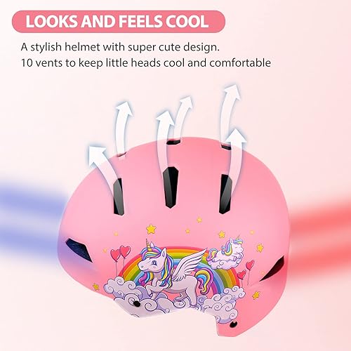 Miniatura 2 de Casco de bicicleta para niños, certificado por CPSC y ASTM, para niños pequeños de 3 a 5, 8 y 14 años 2 Unicornios Rosa,Unicornios bebé,Aventura