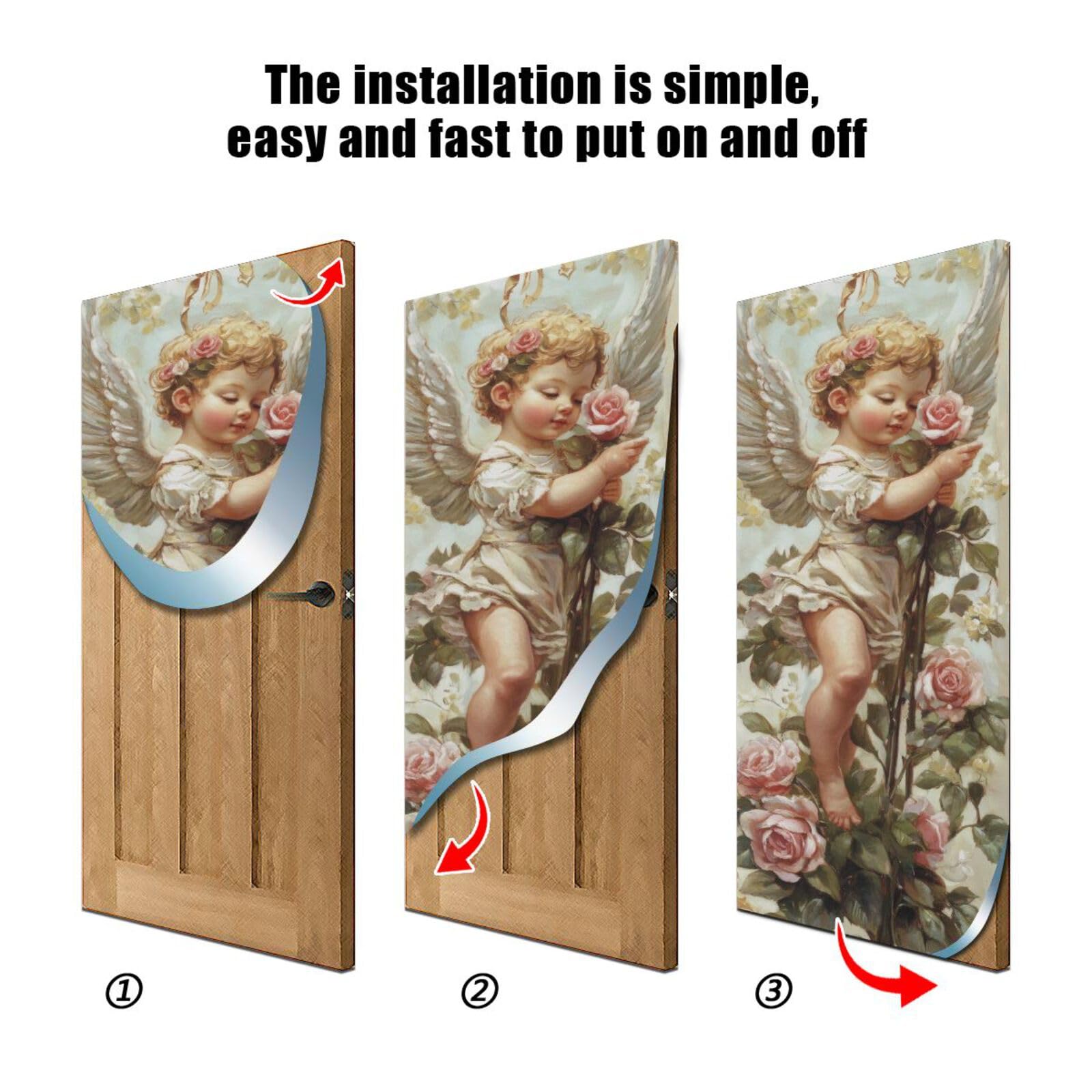 FLildon Valentine's Day Angel Cupid Door Cover Decoration, Party Accessory Porch Decor for Festive Ornament Room Door Covers 36 x 98 Inch