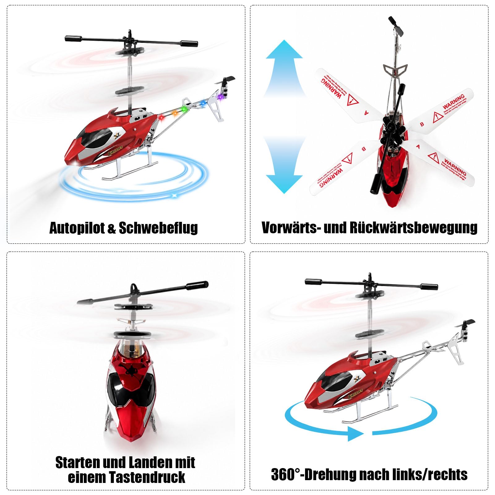 Elicottero RC a doppia testa di ricambio, 2,4 GHz, elicottero telecomandato, 3,5 canali, mantenimento dell'altezza, con strisce LED colorate, giocattolo per ragazzi dai 6 anni in su