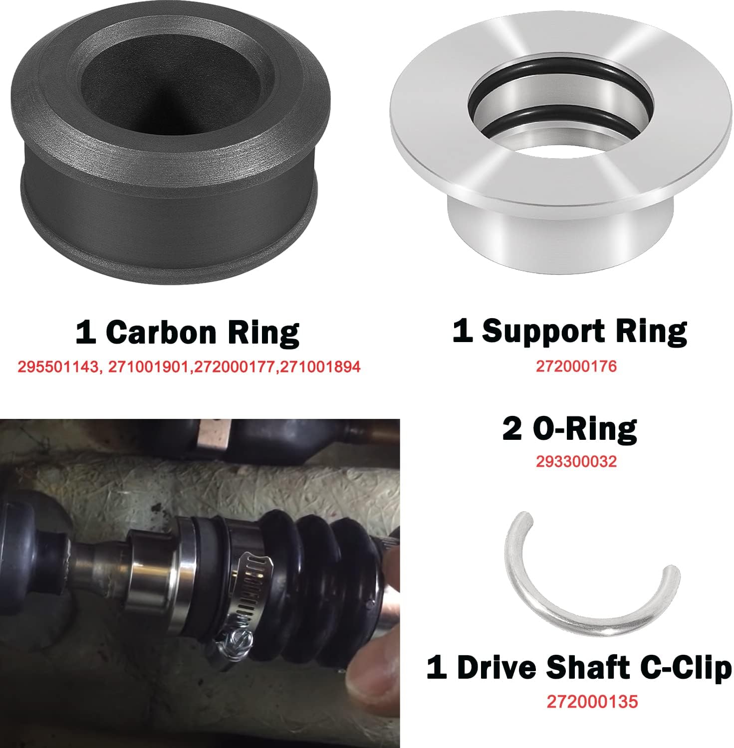 4-TEC Drive Shaft Carbon Ring Seal Rebuild Repair Kit Fits for Sea Doo GTI GTX GTS Wake