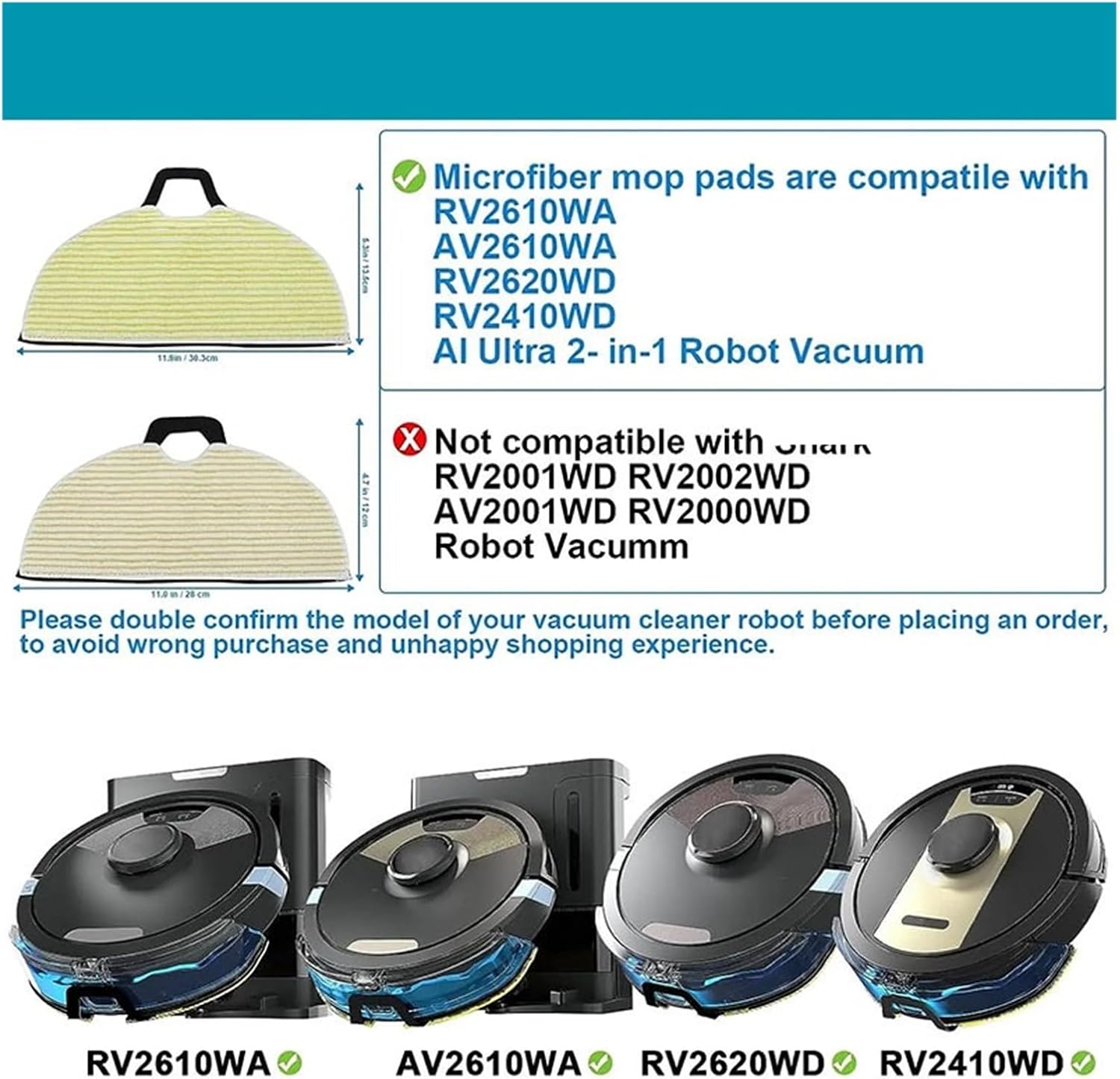 Mop Cloth .Compatible for Shark AV2610WA RV2610WA RV2410WD RV2610WD RV2610WFUS. Vacuum Cleaner Pad Kit Replacement Parts Accessories Tool(8pcs)