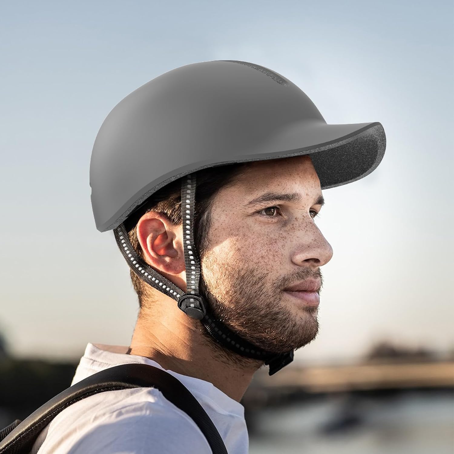 Shinmax Bike Helmet - Lightweight Adjustable Baseball Cap Style Cycling Helmet with Long Visor, Reflective Strip, for Urban Commuter, Mountain & Road Biking