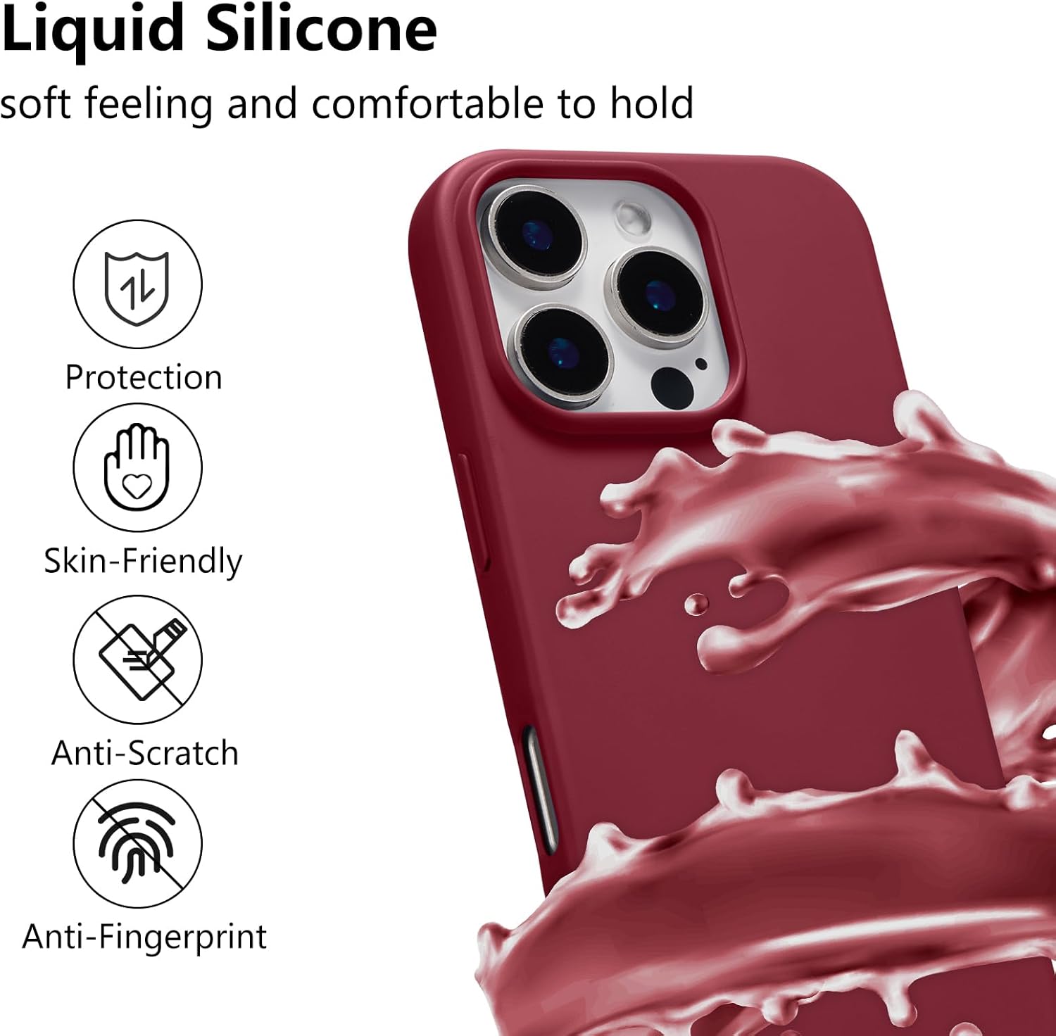 ZTOFERA for iPhone 16 Pro Max Case with Strap,Crossbody Phone Case with Adjustable Neck Shoulder Lanyard,Soft Silicone Shockproof Protective Phone Case for iPhone 16 Pro Max 6.9 inch-Wine Red - Image 2