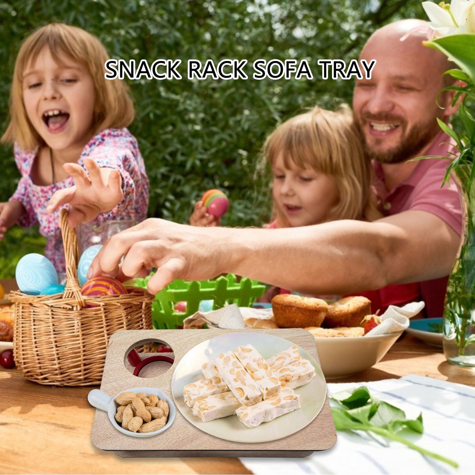 Mesa de aperitivos portátil con bandeja resistente, plato y soporte para postres, accesorio para el hogar para relajación y comodidad en la sala de estar, ideal para aperitivos y bebidas