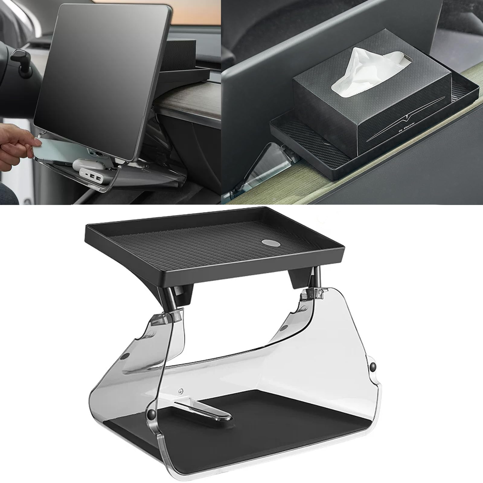 Center Console Organizer Tray, Magnetic Tesla Center Console Organizer Under Screen Storage Box Compatible with 2019-2024 Model Y and 2019-2023 Model 3(Not Fit 2024-25 Model 3 and 2025 Model Y)