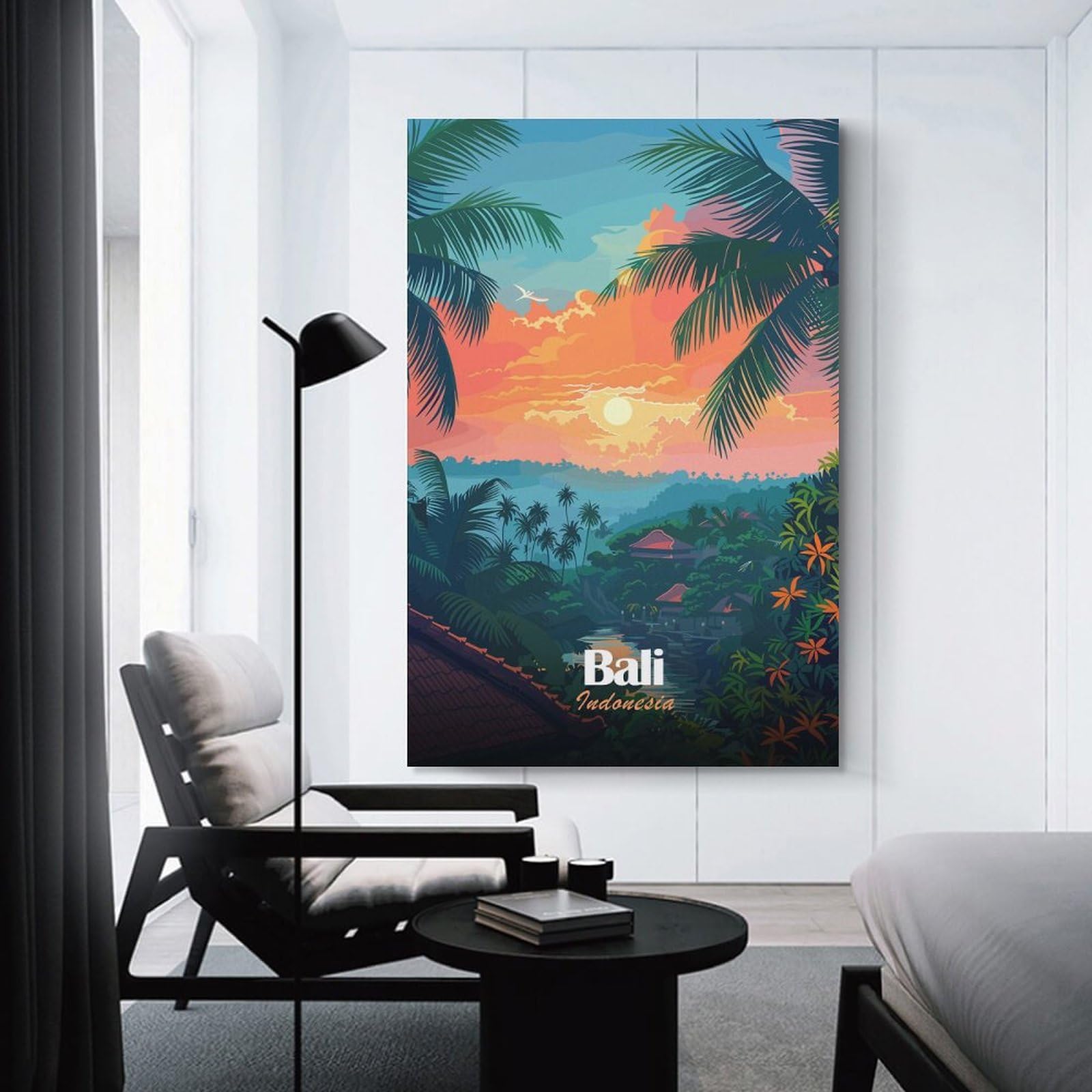 Junmoney Bali Indonesia Tropical Landscape Illustration Home Decor Wall Art 08x12inch(20x30cm), for Lounge, Bedroom Or Personal Spaces, Gift Idea for Housewarming And Birthdays