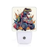 Dinosaur Monster Truck Night Light&comma; Plug-into Cool Vehicle Cars Nightlight White LED Lamp&comma; Energy Efficient Decor Desk Lamp for Bedroom Hallway Stairs Bathroom