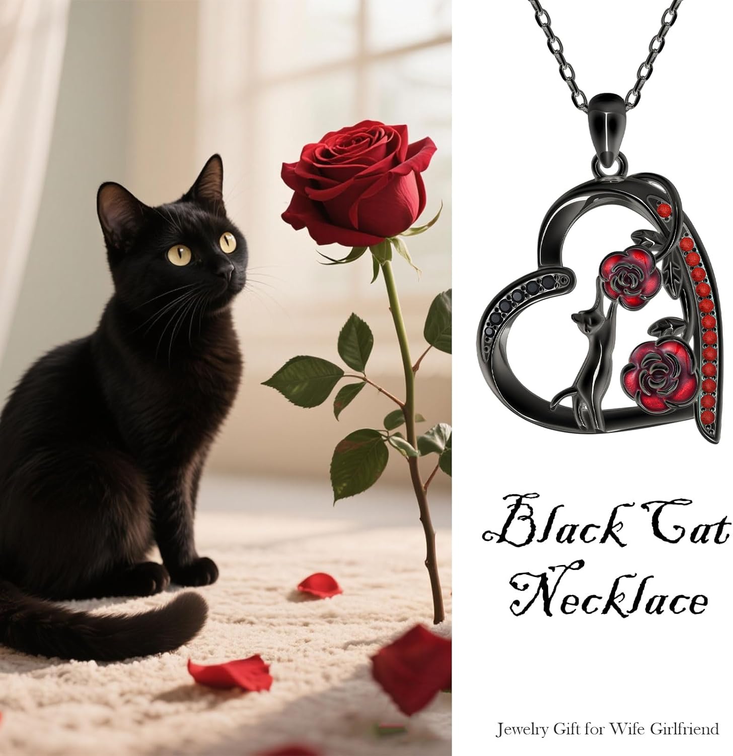 Skeleton Hand Red Rose Necklace 925 Sterling Silver Heart Halloween Pendant Necklace Gothic Jewelry - Image 7