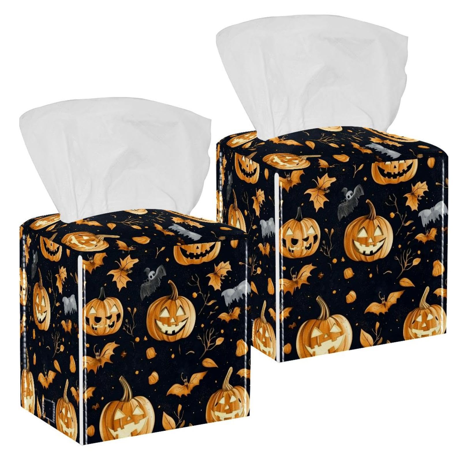 Boîte à mouchoirs Halloween en cuir pour partager la magie de l'automne en famille