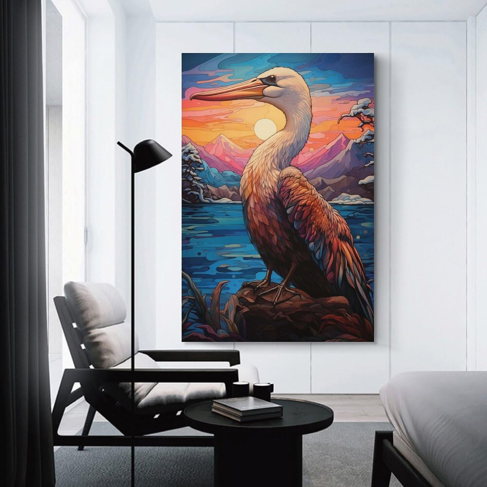 Junmoney Unframe-Style-12 Seagull Stained Glass Room Decor Wall Art 24X36inch(60X90cm), For Lounge Decor, Offices Or Entryway Styling, A Flexible Wall Accent For Shared Spaces