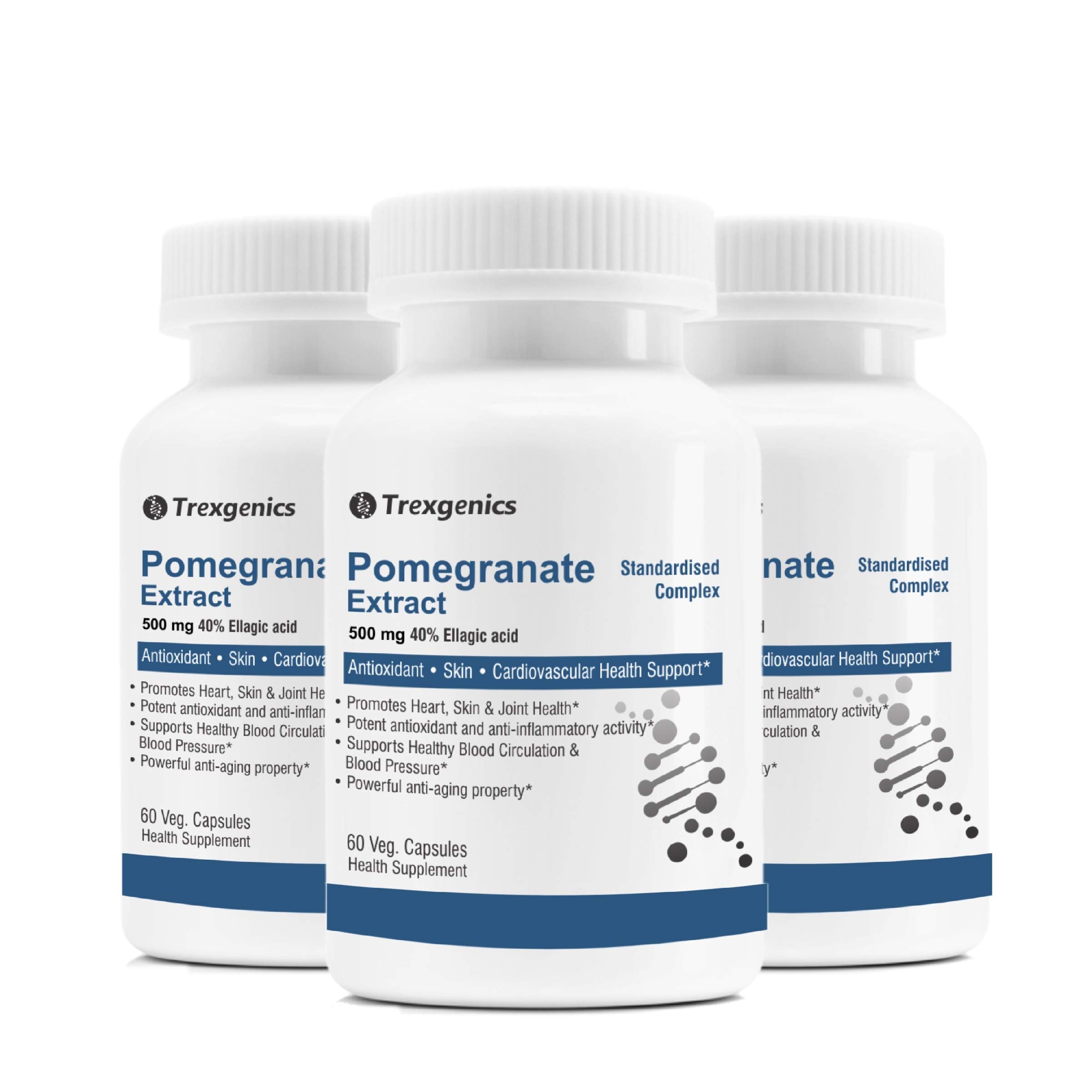 Trexgenics® POMEGRANATE (Bioactive 40% Ellagic acid) Seed Extract 500 mg Antioxidant, Skin Care, Blood circulation, Cardiovascular Health Support (60 Vcaps) (Pack of 3) (B08TWVHRTF) Amazon Price History, Amazon Price Tracker