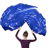 2pcs Praise Dance Flags, 55x36 Inch Semicircle Worship Flags with 2 Telescopic Flagpole Praise Flag Worship Flags for Kids Teens Adults Church Stage Performance (Royal Blue)