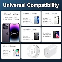 Vista 5 de Cargador de carga rápida para iPhone 14, 13, 12, 11 [certificado MFi], cable Lightning de 10 pies de largo con bloque de carga USB C de 20 W