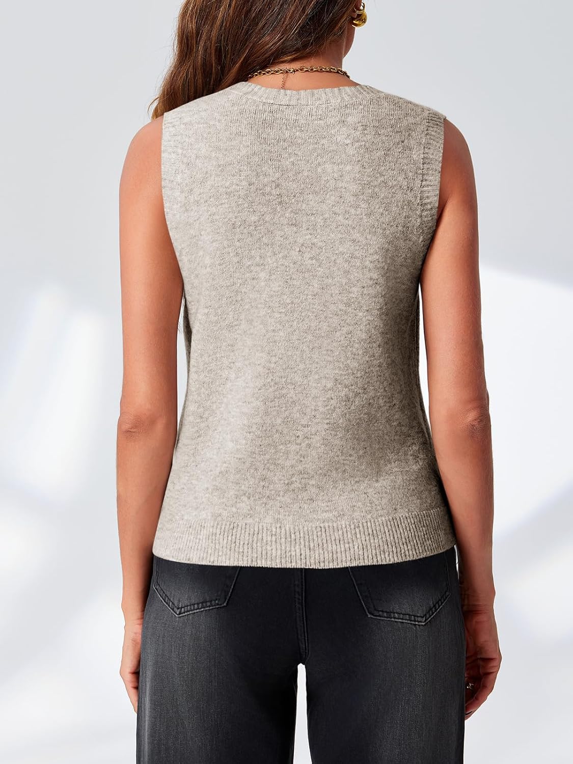 Saodimallsu Womens Sleeveless Sweater Vest Button V Neck Knit Trendy Casual Summer Cardigan with Pockets - Image 5