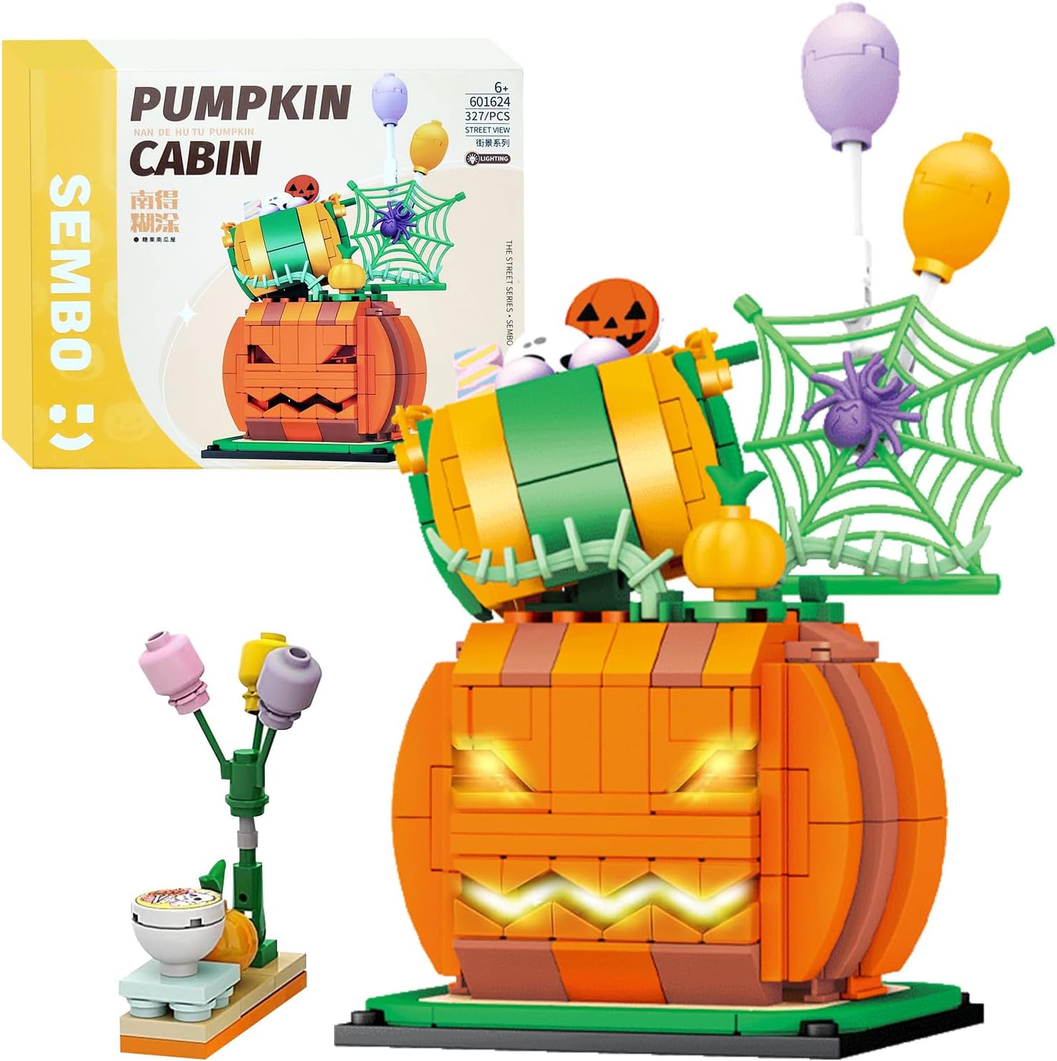 Yoxindax Halloween Pumpkin Candy House Mini Building Block