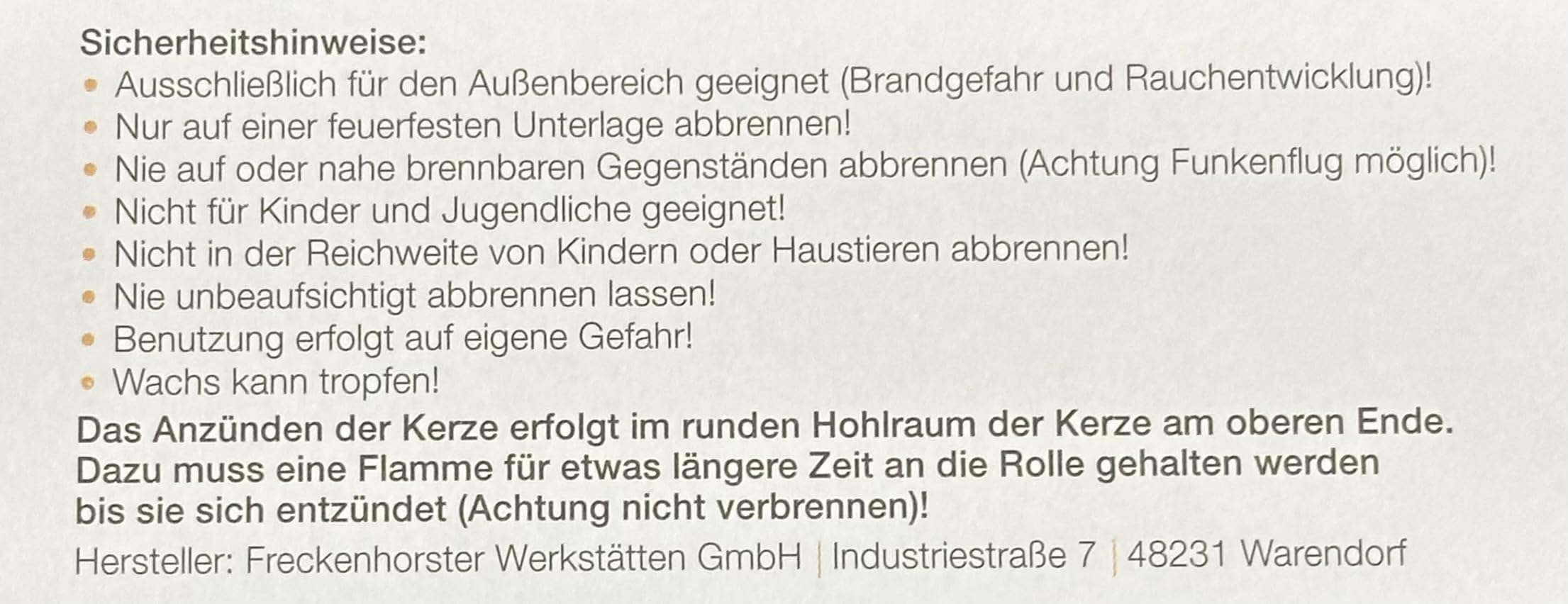 Fackeln in Wachs getränkte Papierrolle Handgefertigt Made in Germany 15 Stück
