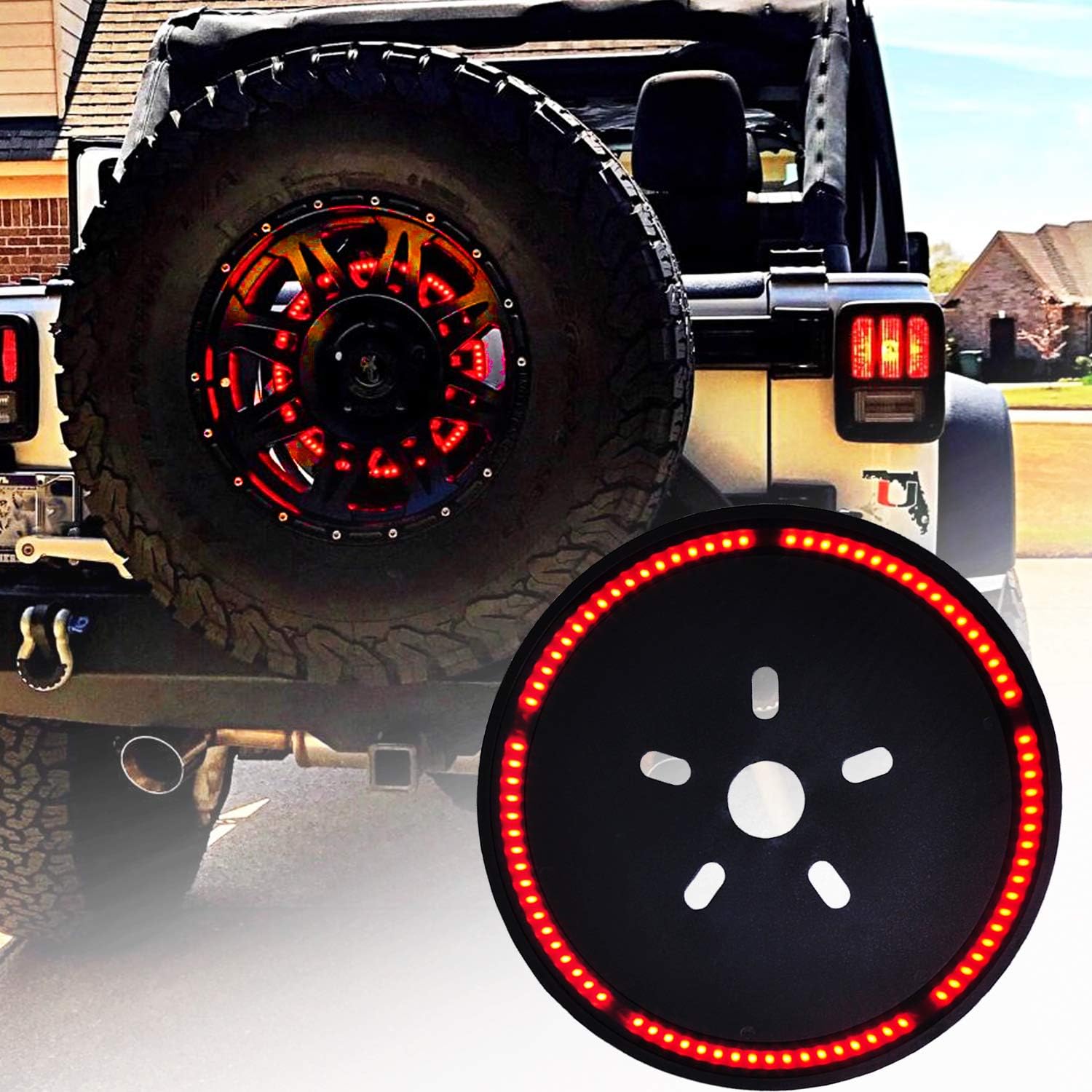 Omotor for Jeep Wrangler Spare Tire Brake Light Wheel Light 3rd Third Brake Light for 1987-2020 Jeep Wrangler JL JLU JK JKU YJ TJ/LJ