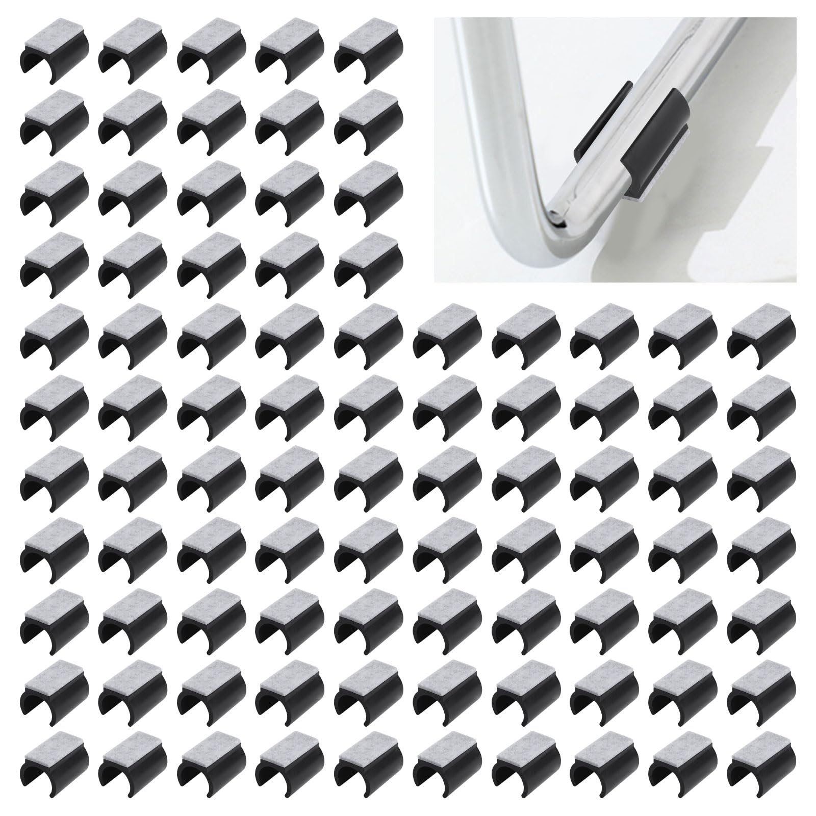 90 almohadillas de plástico para patas de silla de 25 mm, protectores de suelo con almohadillas de fieltro en forma de U, protectores de patas rectangulares antideslizantes (negro)