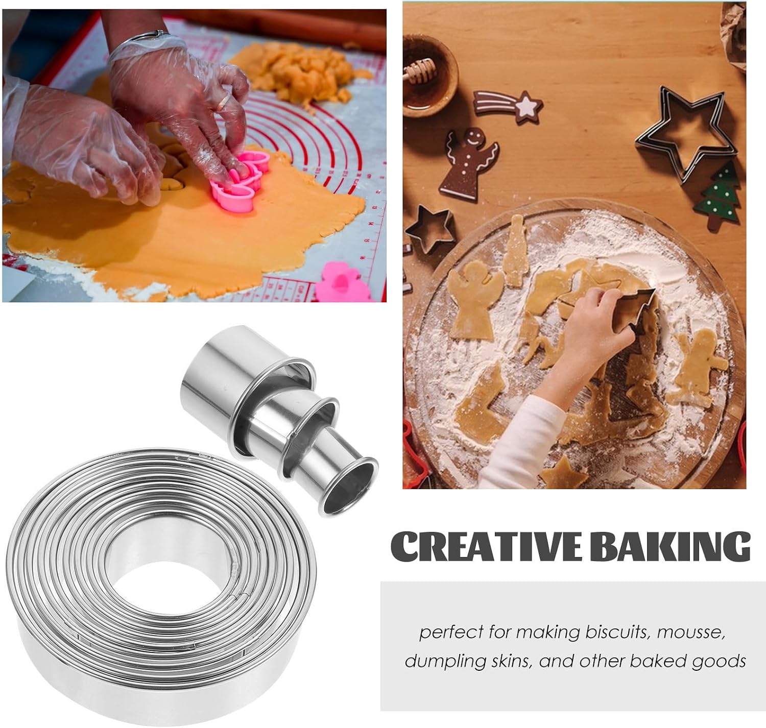 12pcs Stainless Steel round Cutting Mold Set, 12 Sizes for Baking