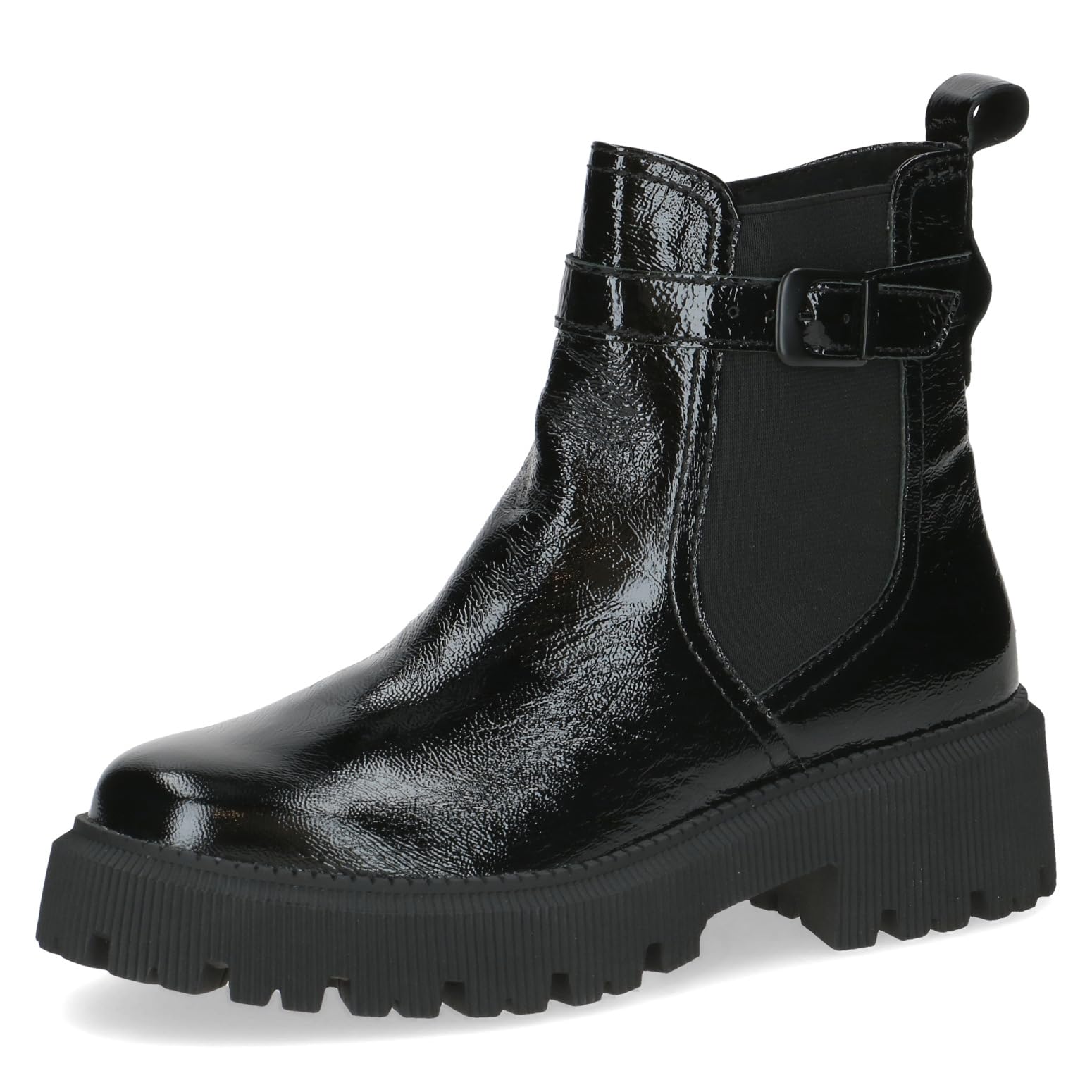 CAPRICE Women's ankle boots with buckle thermal insole, Black (Black Naplak), 7.5 UK