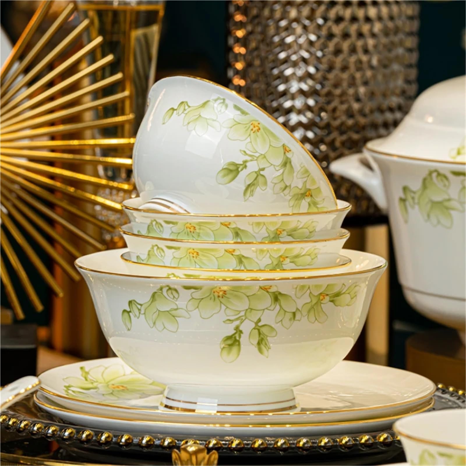 SAeWare Servizio da tavola in ceramica per feste, 88 pezzi, per la colazione, 36 pezzi, per 6 persone