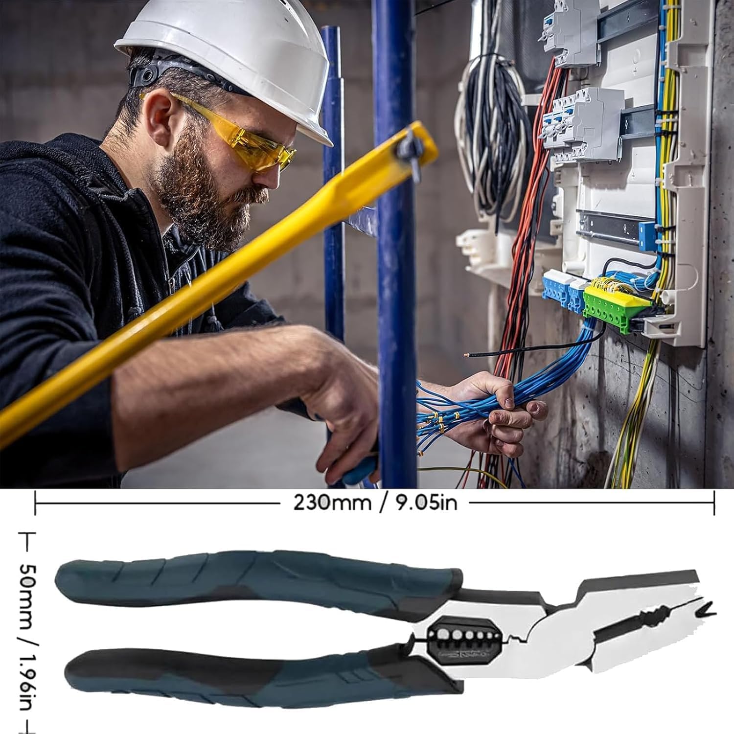 Industrial-Grade Multi-Function Cutting Pliers - Compound Action Leverage, 9-in-1 Multi-Functional Pliers Nail Puller/Wire Cutter/Stripper/Crimper, Heavy Duty Pliers Tool for Household Repair (2PCS)