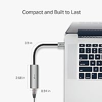Vista 5 de TP-Link Adaptador USB C a Ethernet, adaptador de red Plug & Play de 2.5 G Tipo-C a RJ45 Carcasa de aleación de aluminio Thunderbolt 4/3
