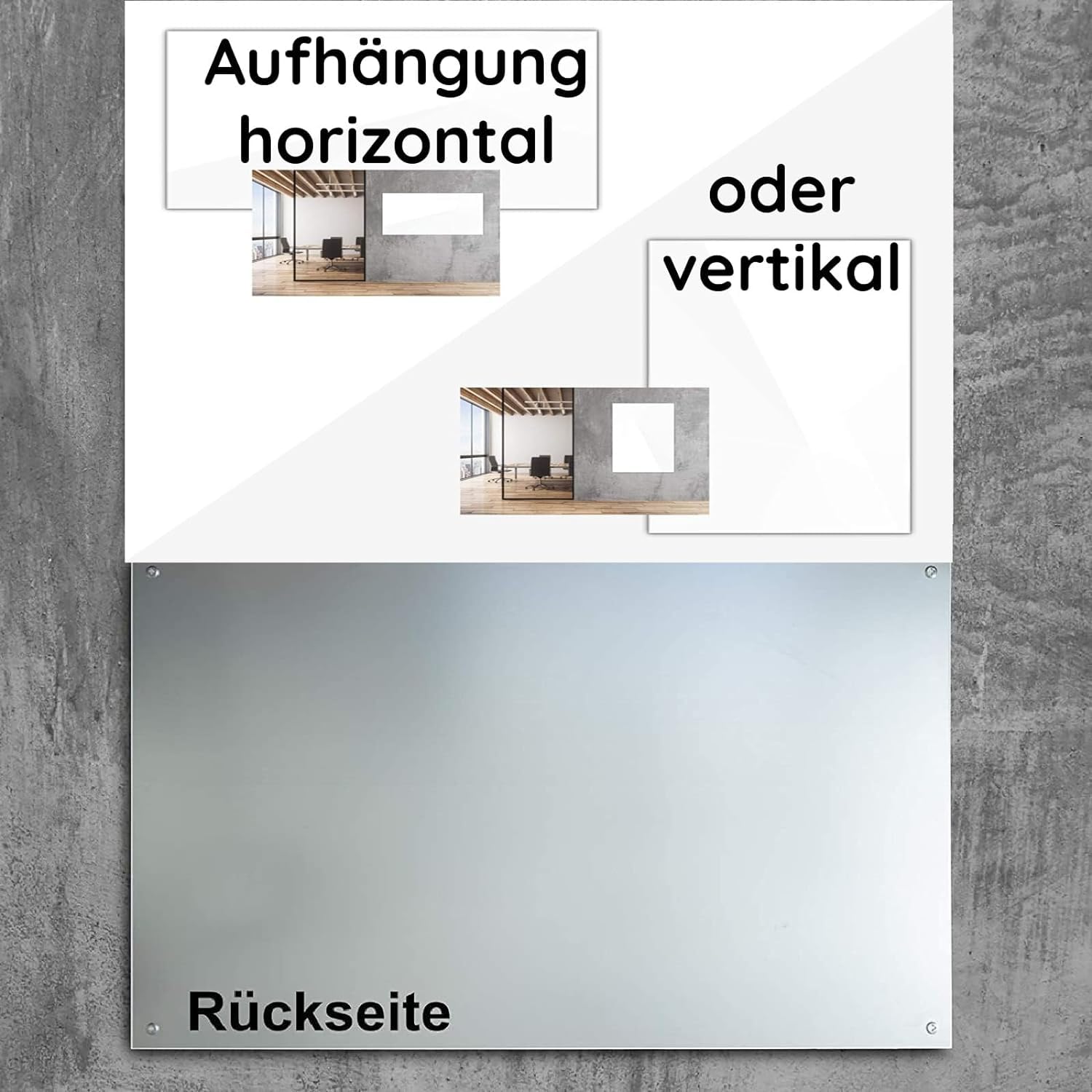 Floordirekt Glasmagnet Tafel - Pinnwand magnetisch & beschreibbar, Glas-Whiteboard inkl. 3 Magnete - Magnettafel - Schreibtafel Magnet Wand für Küche & Büro (Weiß, 60 x 90 cm)