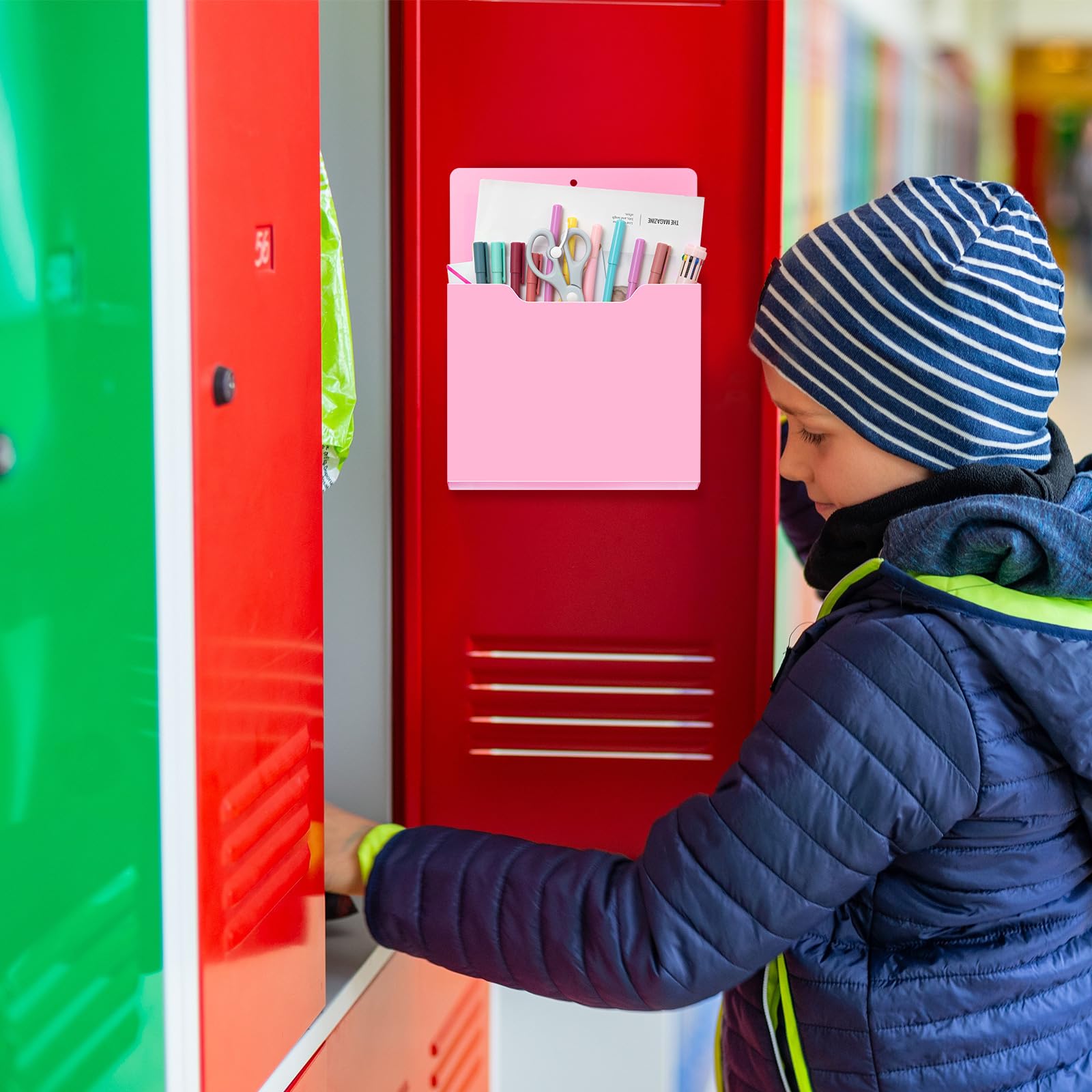 Feifeiya Confezione da 2 portadocumenti magnetici, grandi tasche magnetiche, da appendere alla parete, organizer per riviste, lettere per frigorifero, aule, armadietti, lavagne bianche e ufficio