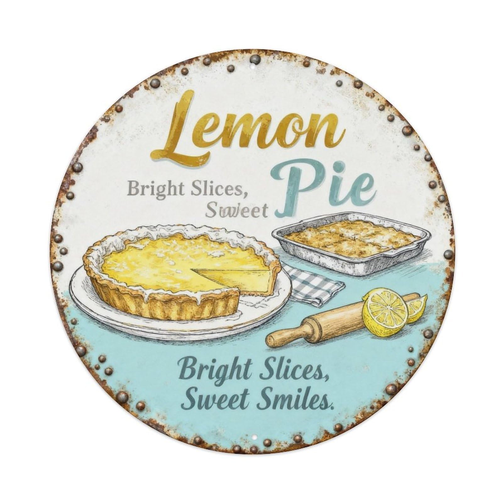 Lemon Pie Bakery Kitchen Decor Metal Tin Sign Plaque